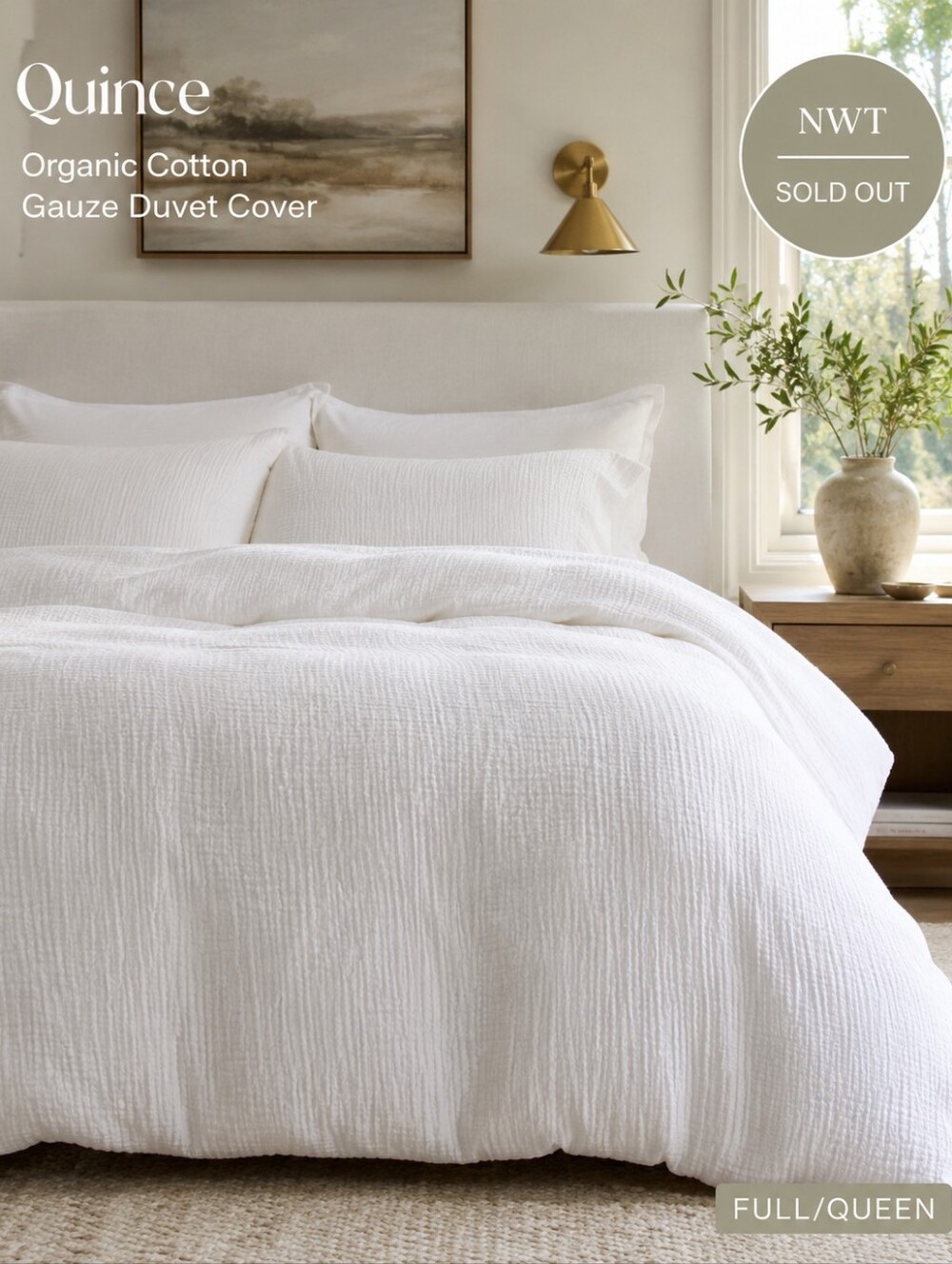 NWT Quince Organic Cotton Gauze Duvet Cover White Full Queen